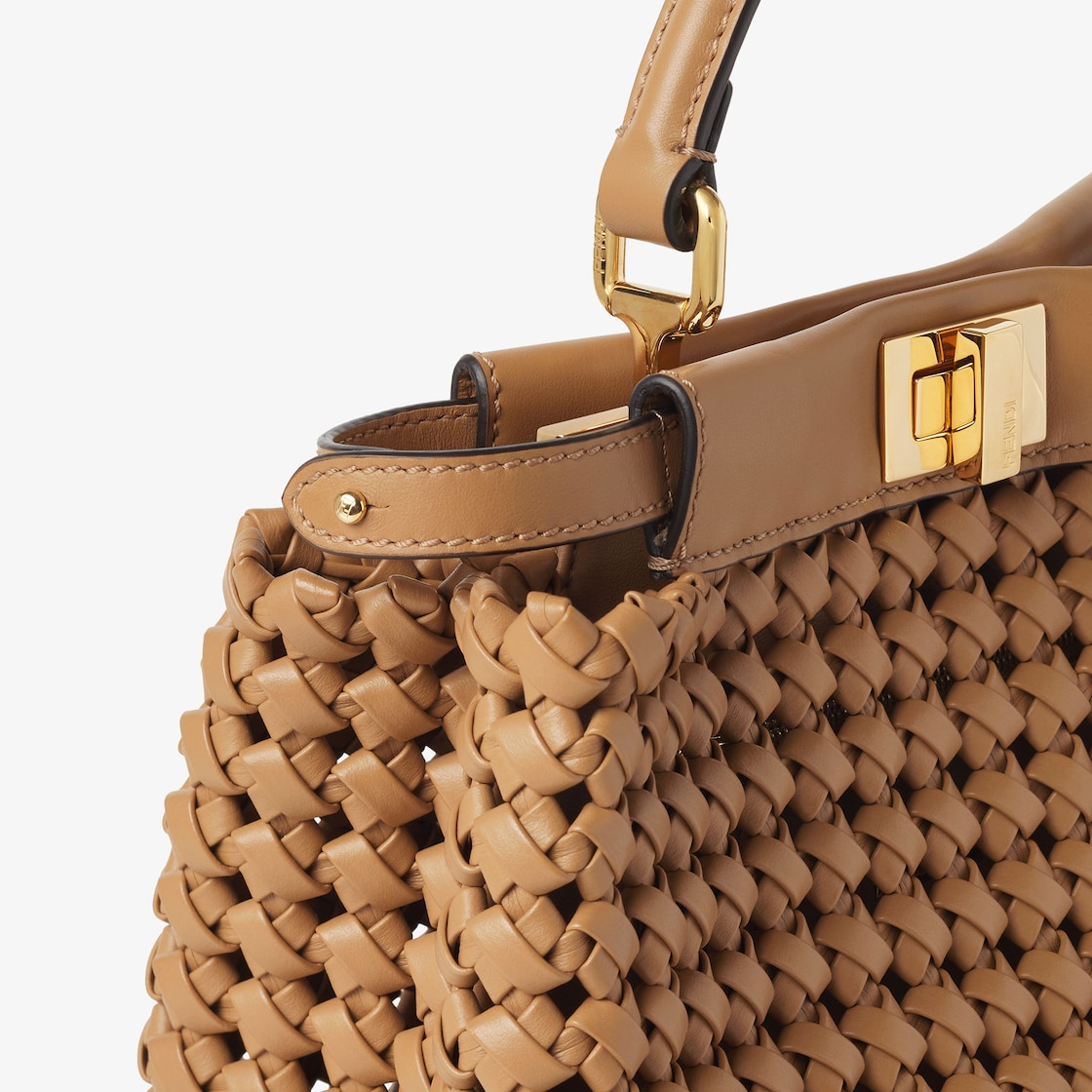 FENDI Peekaboo Mini Cappuccino-colored woven leather bag - Image 2